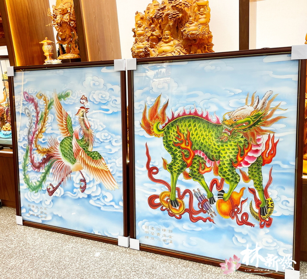 林新發手繪龍鳳神彩．客製化尺寸手工創作