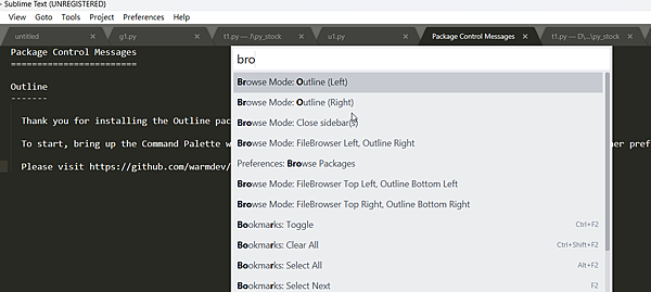 sublime - outline in side bar