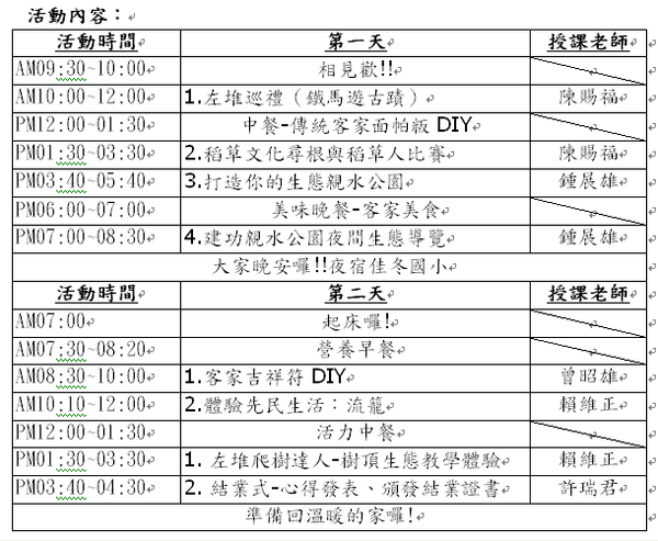 農村文化體驗營 農村文化體驗營