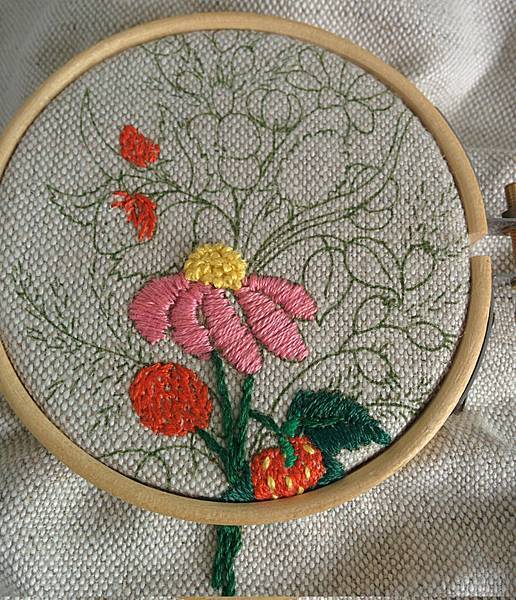 flower embroidery WIP