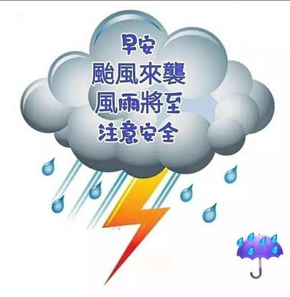 早安 颱風來襲 風雨將至 注意安全、颱風來臨...不管