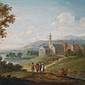 30003-Flusslandschaft mit einem Dorf und Wanderern by Jan Pieter van Bredael the Younger (1683–1735) at 1735.jpg