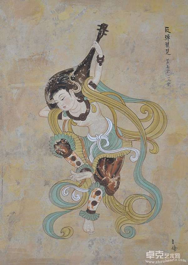 肉筆 盛唐十三〇零窟 都督夫人像 】 敦煌莫高窟 仏教美術/中国古玩