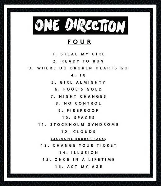 one-direction-four-tracklist