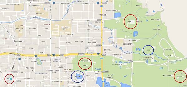 奈良景點相對位置圖