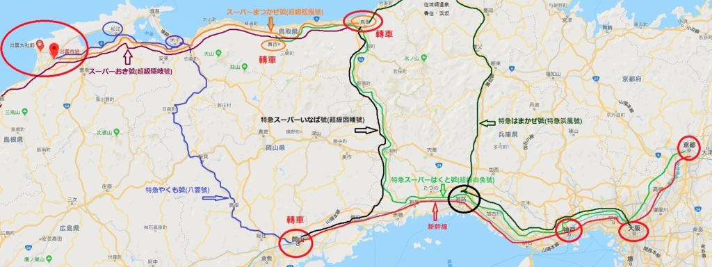 關西地區至山陰地區路線地圖-3