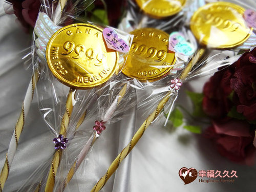 幸福久久久婚禮小物--婚禮小物之超大金幣巧克力花棒01 幸福久久久婚禮小物--婚禮小物之超大金幣巧克力花棒01