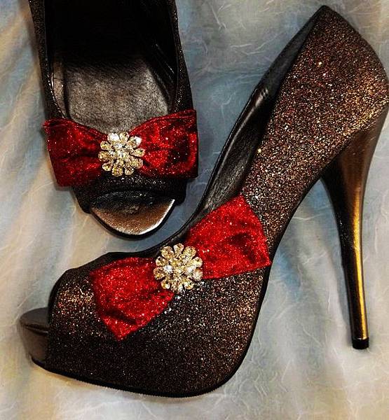 red glitter bow shoe clips - sparkling rhinestones bridal shoe clips red shoe clips wedding shoe cli-f93513.jpg