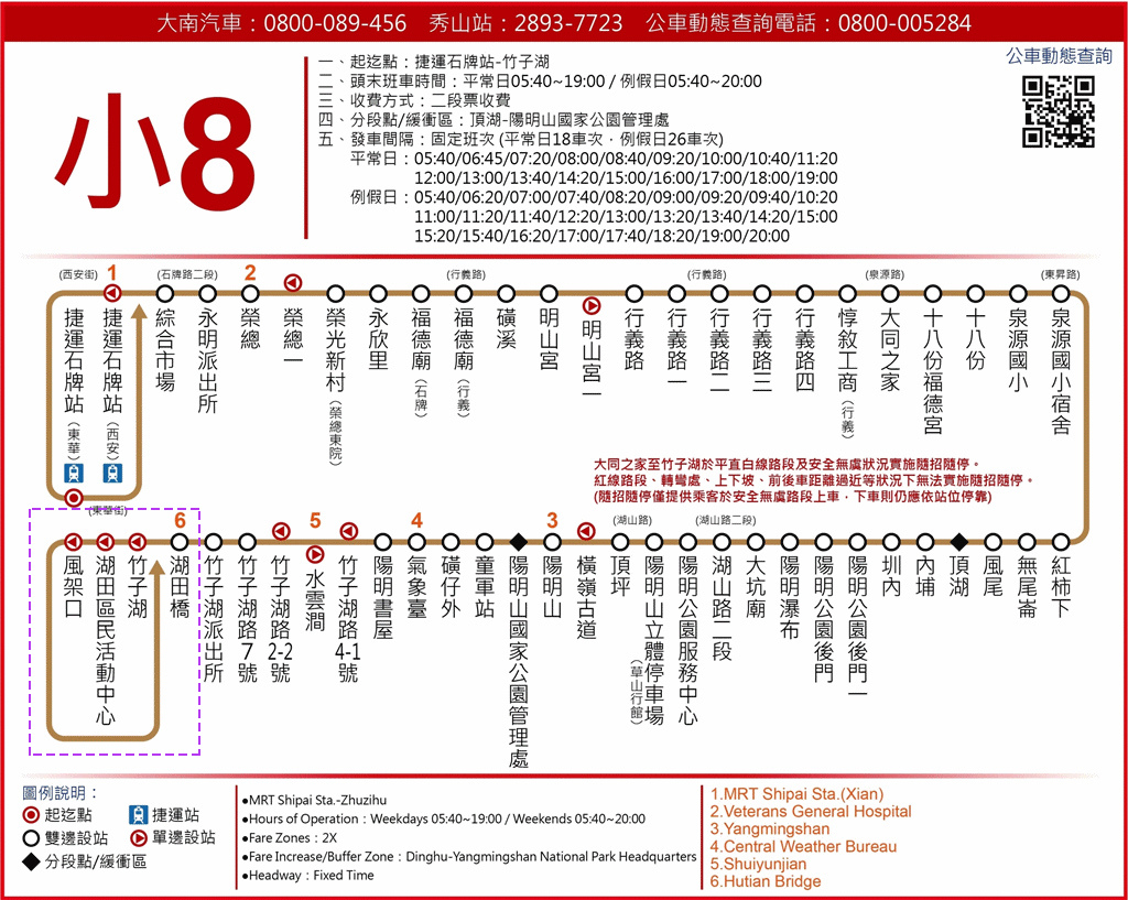 小8 公車路線圖，2019陽明山竹子湖繡球花季(5/18~6/9)