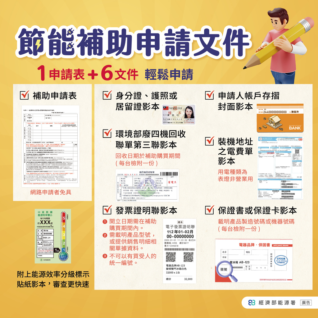 住宅家電汰舊換新節能補助 申請文件