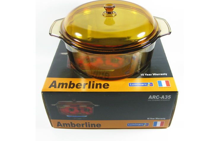 4【法國樂美雅】進口3.5L透明八角琥珀耐熱鍋