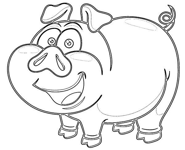 Design.png 著色圖 線條圖 動物 豬