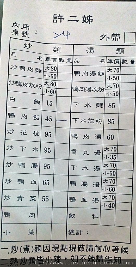 新竹許二姊鴨肉麵價錢50-80元,價格親民實在,難怪大家有口皆碑說不錯 新竹許二姊鴨肉麵價錢50-80元,價格親民實在,難怪大家有口皆碑說不錯
