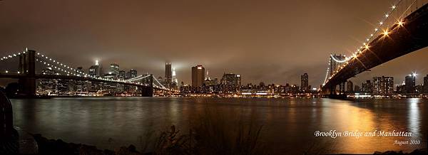 New York夜景 and Brooklyn Bridge