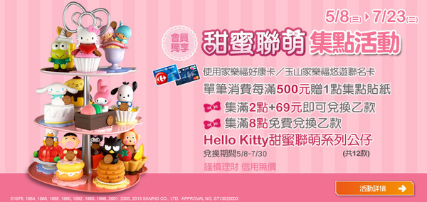 家樂福-Hello Kitty甜蜜聯萌 集滿8點免費兌換