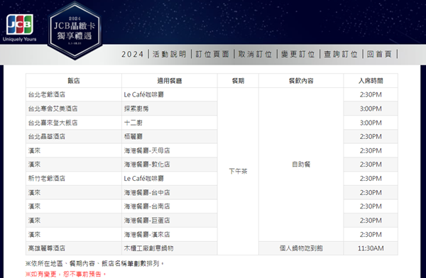 [2016-2024]JCB 五星饗宴下午茶買一送一