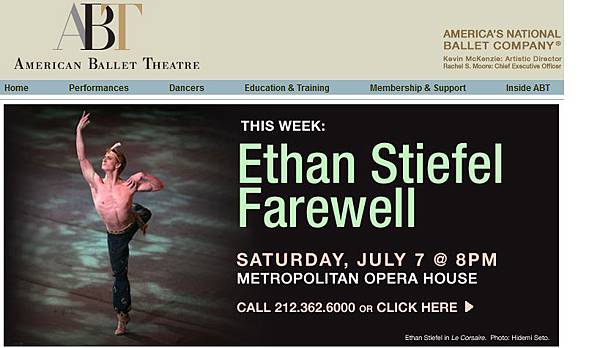 ABT舞星Adios! Ethan Stiefel Say Good bye to Golden Boy ABT舞星Adios! Ethan Stiefel Say Good bye to Golden Boy