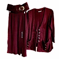 3件式秋冬暗紅色背心長版外套+長裙套裝#衣.jpg