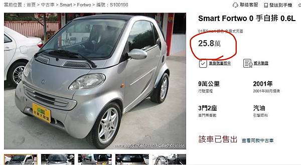 售白色 smart 0.6 透明賣車. 透明無價!