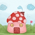 可愛草菇房屋小圖檔