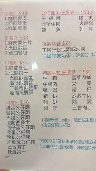 2016/02/24 Day 4 勝利茶餐室菜單