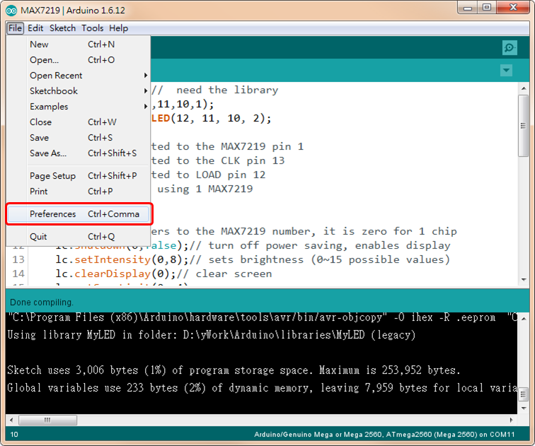 Arduino Open Pref. Arduino Open Pref.