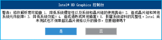 自訂解析度警告訊息