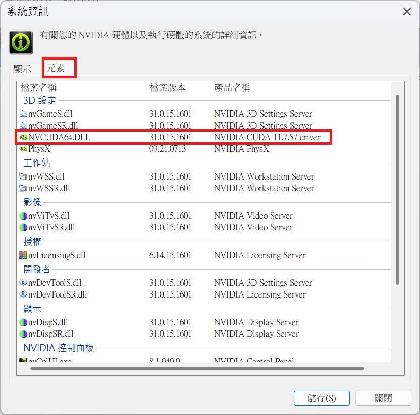 NVIDIA 趨動程式 dll 檔相關資訊