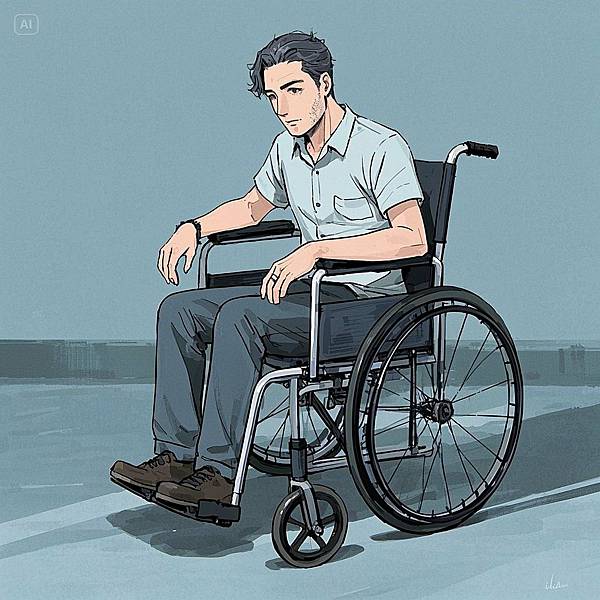 清雅的男士 罹患中風 坐輪椅 肢體偏癱 漫畫風格 (2).jpeg