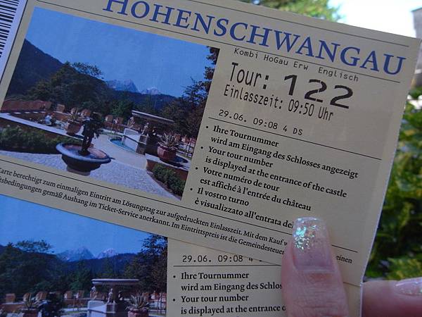 the ticket to Hohenschwangau天鵝堡