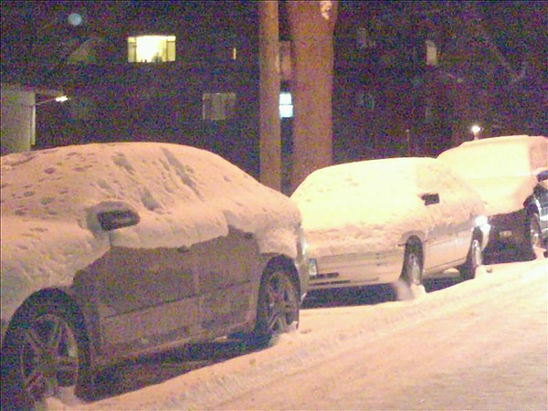 完全被雪覆蓋住的車子