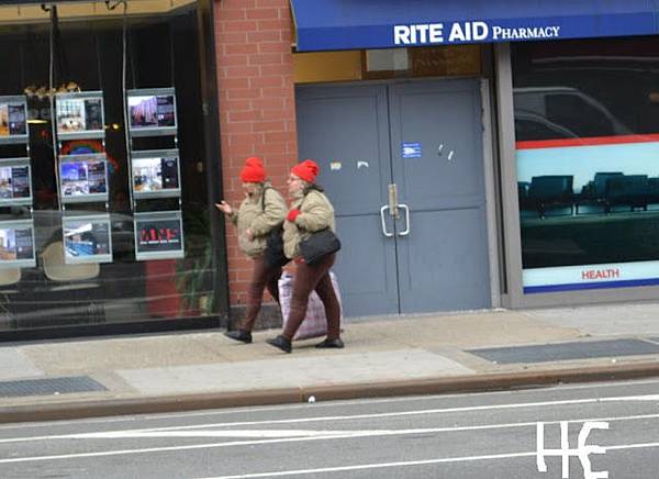 two old ladies dressed exactly alike nyc fashion by he