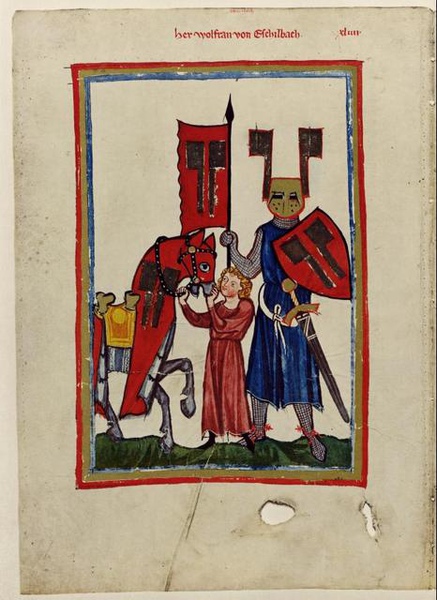 Portrait of Wolfram from the Codex Manesse.