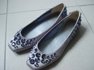 Keeley Ann-灰色閃亮鑽石平底鞋