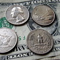 sandy discovered that there were different patterns on quarters and she started to collect them