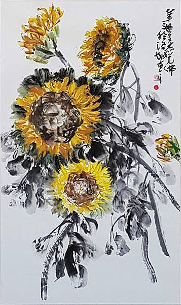 Ink-wash Painting Sunflowers by.jpg