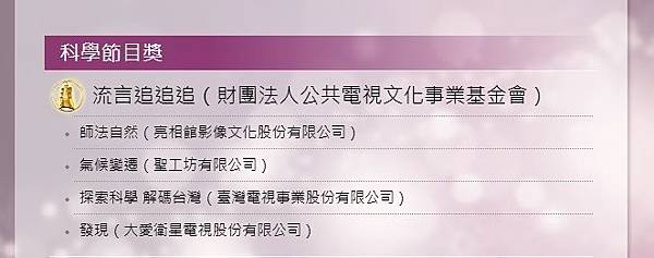 102年度金鐘獎_科學節目獎_流言追追追