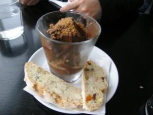 最後的甜點 - Bitter chocolate sorbet with fruit and nut biscotti。