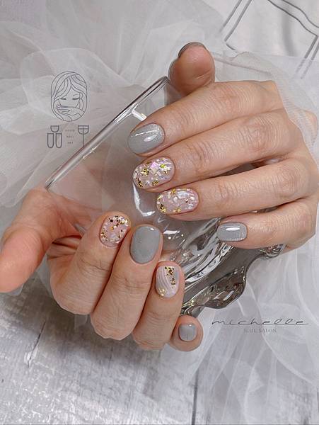 貝殼夾心設計美甲