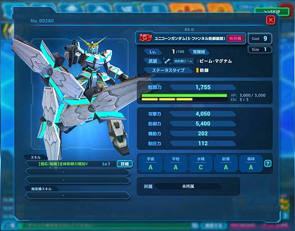 ユニコーンガンダム（S・ファンネル防御展開）介紹評析