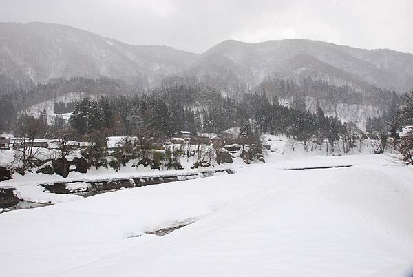 天空灰灰,雪一直飄...