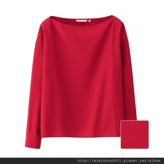 1013 LEMAIRE Rayon Long Sleeve T Blouse 1880. RED-1.jpg