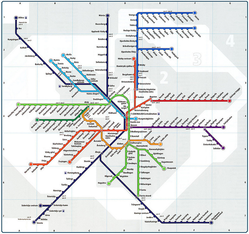 瑞典斯德哥尔摩地铁线路图