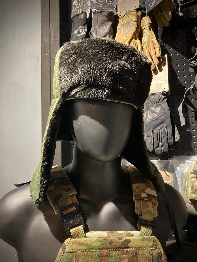 冬季必備！超保暖 Ushanka 蘇聯毛帽 護耳冬帽 台北槍店 生存遊戲專賣 義勇兵 綠黑.jpg