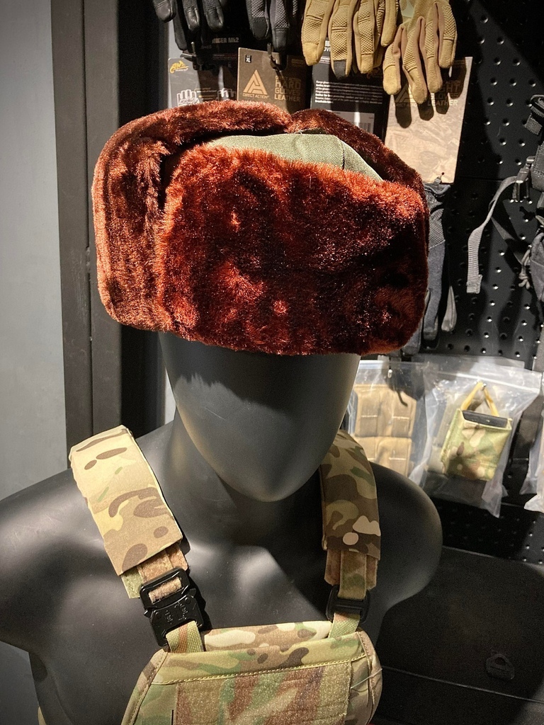 冬季必備！超保暖 Ushanka 蘇聯毛帽 護耳冬帽 台北槍店 生存遊戲專賣 義勇兵 硬頂綠底棕色.jpg