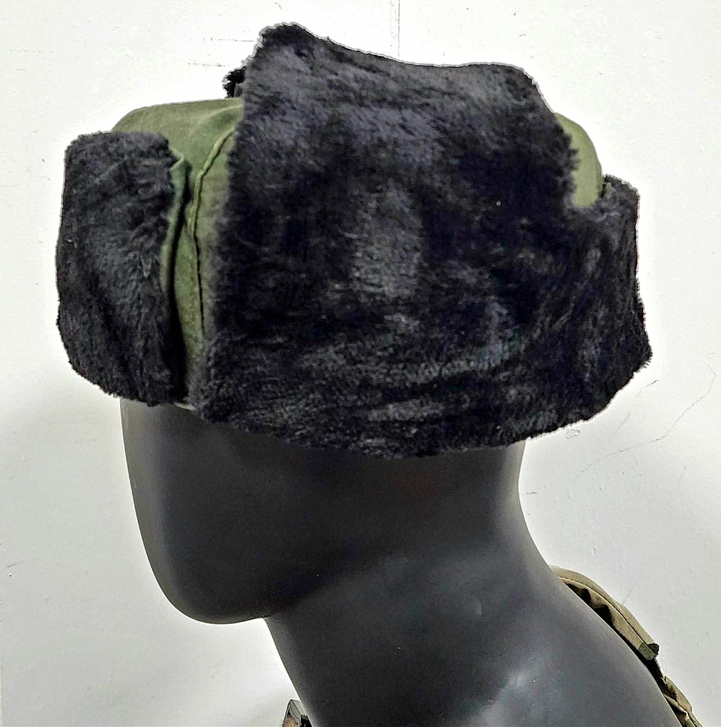 冬季必備！超保暖 Ushanka 蘇聯毛帽 護耳冬帽 台北槍店 生存遊戲專賣 義勇兵 綠黑 側收.jpg