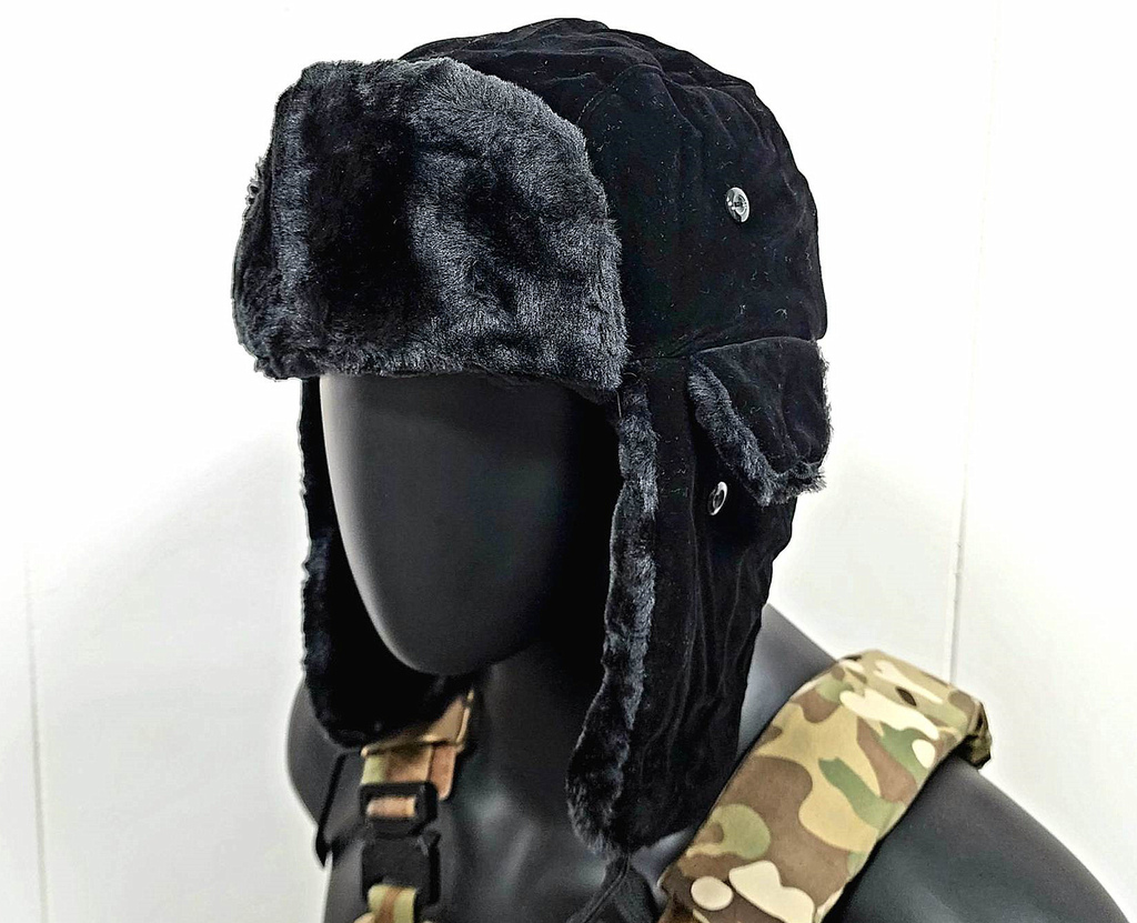 超保暖 Ushanka 蘇聯毛帽 護耳冬帽 台北槍店 生存遊戲專賣 義勇兵 黑 軟版.jpg