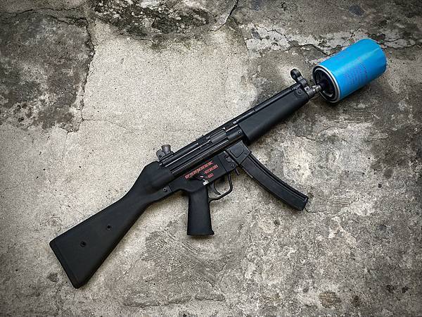 WE MP5A2 GBB 鋼製全金屬 三發點放 衝鋒槍 瓦斯槍 固定托 台北槍店 生存遊戲專賣店 義勇兵 鋼製槍身，配備塑膠固定槍托.jpg