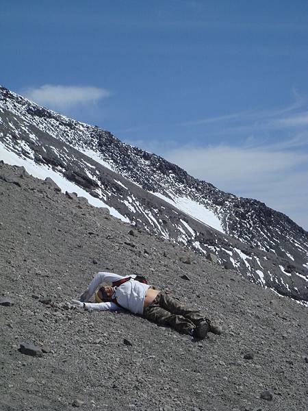 Lying on the slope