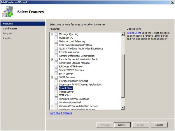 windows server 2008 telnet